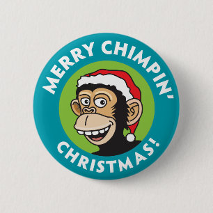 Frohe Chimpin Weihnachten Button