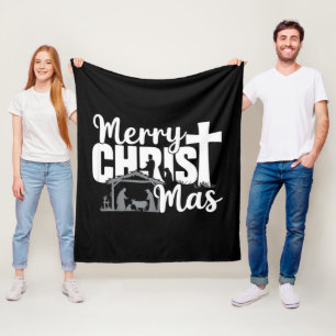 Frohe Christ Mas christliches Weihnachten Jesus Fa Fleecedecke