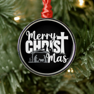 Frohe Christ Weihnachten Christlich Weihnachten Je Ornament Aus Metall