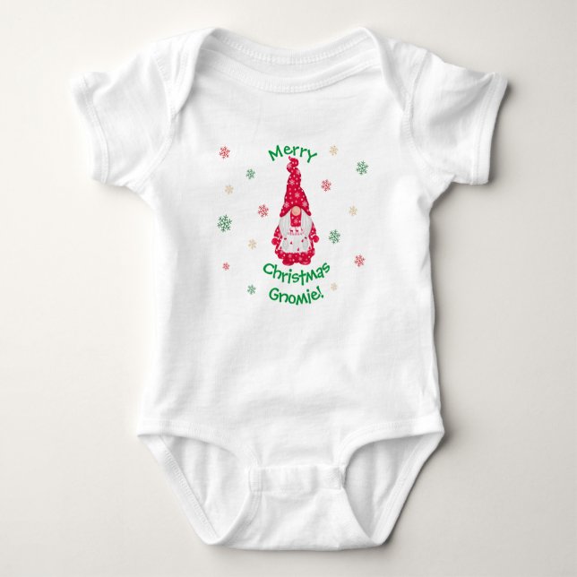 Frohe Christmas Gnomie | Girl Gnome Baby Strampler (Vorderseite)