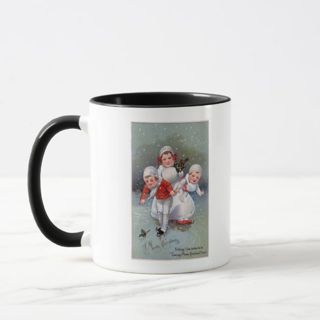 Frohe ChristmasLittle Kids Ice Skaten Tasse (Links)