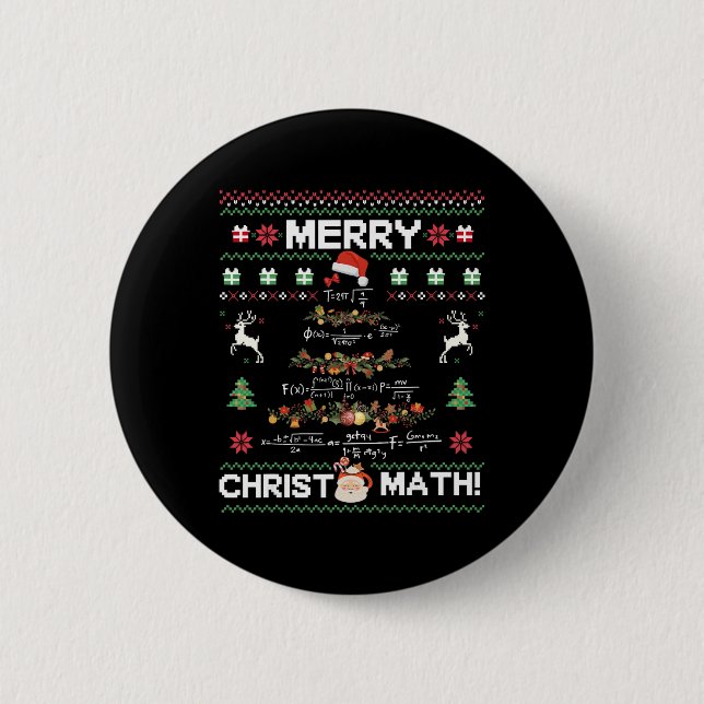 Frohe Christmath Lustige Weihnachten Mathe Baum St Button (Vorderseite)