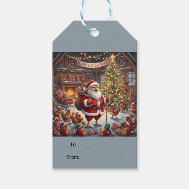 Frohe Cluckmas, Geschenkanhänger (Vorderseite)