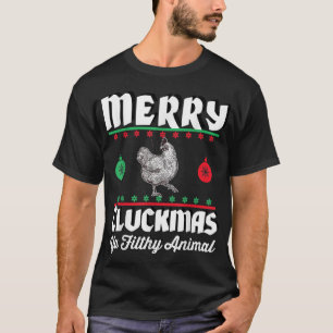 Frohe Cluckmas Lustiges Hühner-Weihnachten Retro-V T-Shirt