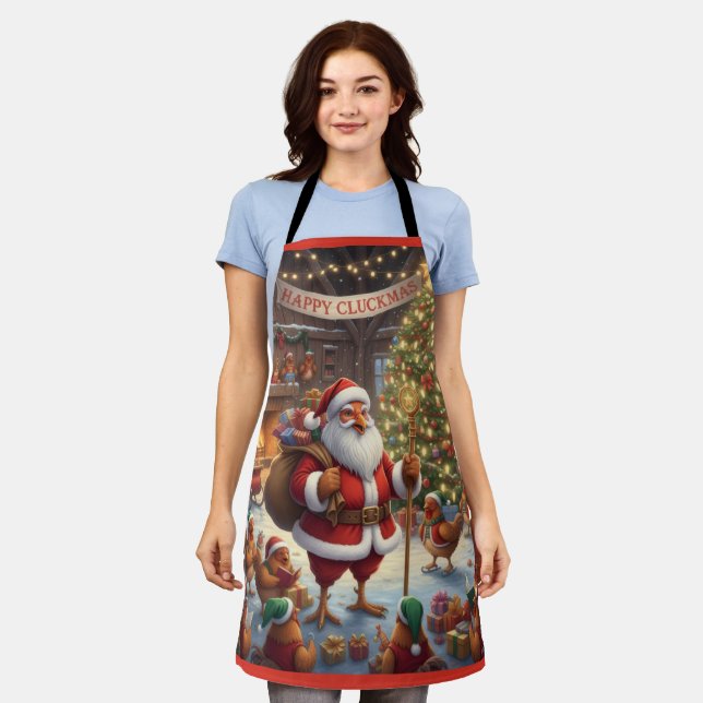 Frohe Cluckmas, Weihnachts-Hühner-Schürze Schürze (Getragen)