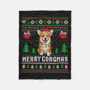 Frohe Corgmas hässlicher Pullover lustiger Corgi W Fleecedecke