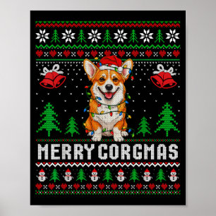 Frohe Corgmas hässlicher Pullover Lustiger Corgi W Poster