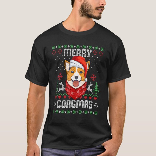 Frohe Corgmas hässlicher Weihnachtspullover Xmas C T-Shirt (Vorderseite)