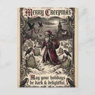 "Frohe Creepmas" Gothic-Skelett-Weihnachtsmann Postkarte