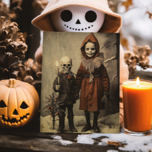 Frohe Creepmas Gruselige Vintage-Skelett-Gothik-We Postkarte