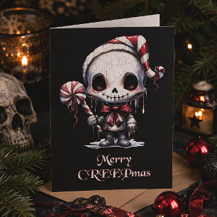 Frohe Creepmas Gruseliger Süßer Skelett-Goth-Chris Karte
