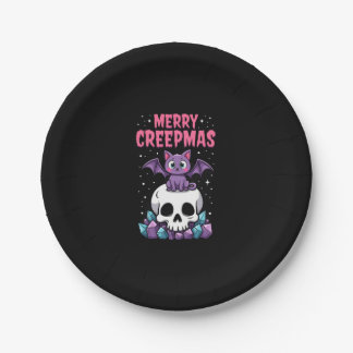Frohe Creepmas-Katzen-Pastell-Goth-Weihnachts-Schä Pappteller
