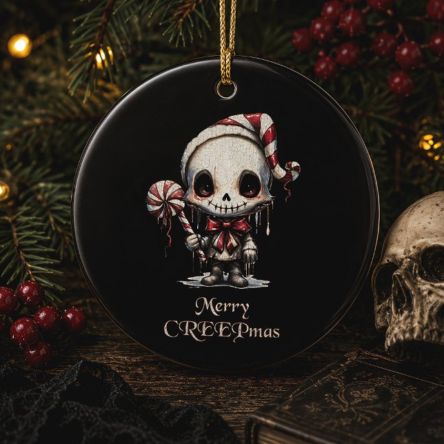 Frohe Creepmas Süßer Skelett Grusel Weihnachten Keramik Ornament (Von Creator hochgeladen)