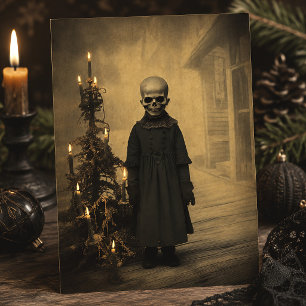 Frohe Creepmas viktorianischer Skelett-Gothik-Weih Postkarte