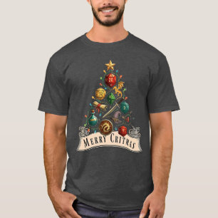 Frohe Critmas D20 RPG Würfel XMas Baum Gamer Weihn T-Shirt