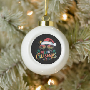 Frohe Cruisemas 2024 Weihnachten Santa Rentier Keramik Kugel-Ornament