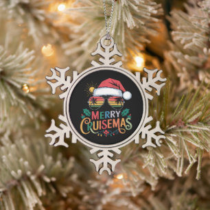 Frohe Cruisemas 2024 Weihnachten Santa Rentier Schneeflocken Zinn-Ornament
