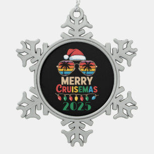Frohe Cruisemas 2025 Personalisierte Xmas Kreuzfah Schneeflocken Zinn-Ornament