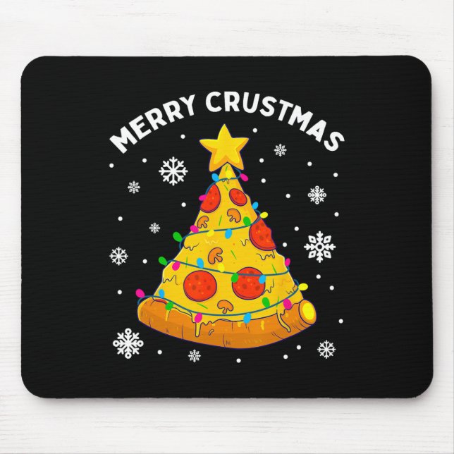 Frohe Crustmas-Pizza-Weihnachtsbaum-Weihnachtsgesc Mousepad (Vorne)