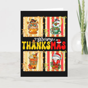 Frohe Dankmas Kürbis Sce Latte Kaffee Thanksgiv Karte