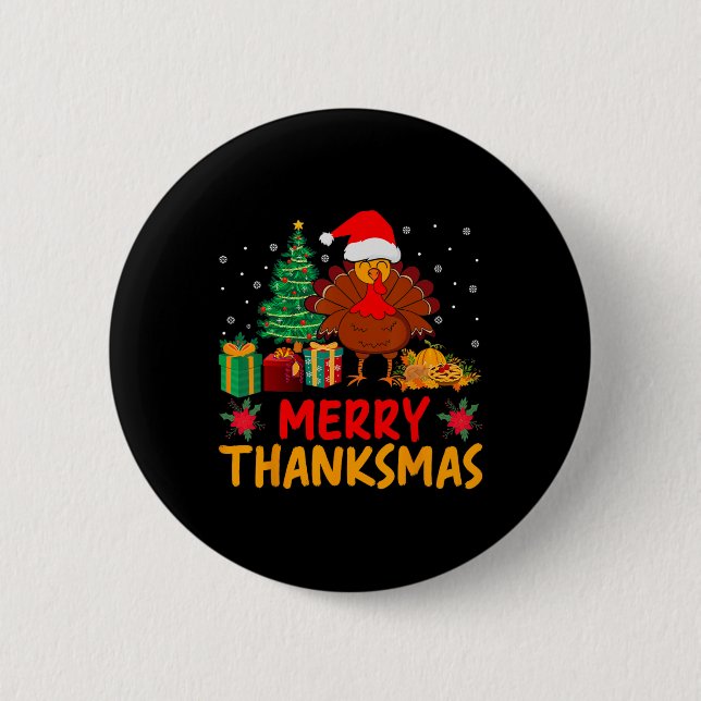 Frohe Dankmas Weihnachten Erntedankfest Truthahn S Button (Vorderseite)