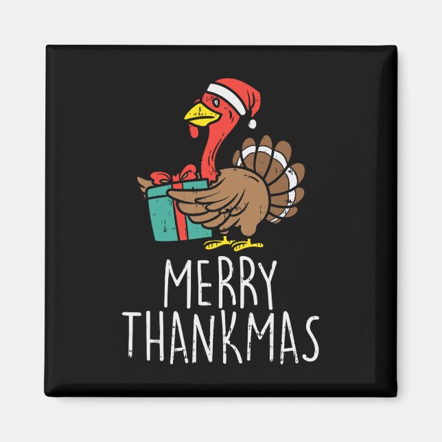 Frohe Dankmas Weihnachtsmann Truthahn Tag Erntedan Magnet (Vorne)