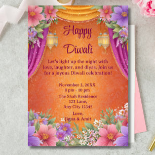 Frohe Diwali-Feiertagskarten-Lampen-Lichter-Einlad Einladung
