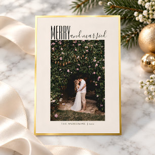 Frohe Elegante Hochzeits-Weihnachts-Foto Gold Folien Feiertagskarte