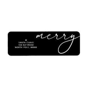 Frohe elegante Weihnachts-Schwarz-Weiß-Themen-Etik