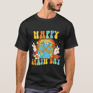 Frohe Erde Tag Retro-Lächeln Groovy Frieden  T-Shirt