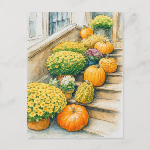 Frohe Erntedankfest-Kürbis-Postkarte zum Herbst Postkarte
