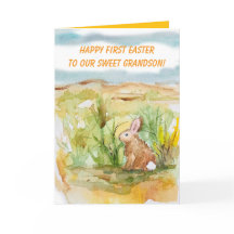 Frohe erste Ostern Enkel Hase Wildblumen