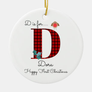 Frohe erste Weihnachten D lumberjack Rotkehlbaum Keramik Ornament