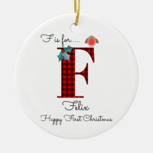Frohe erste Weihnachten F lumberjack Robin Baum Keramik Ornament