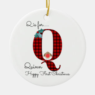 Frohe erste Weihnachten Q lumberjack Robin Baum Keramik Ornament