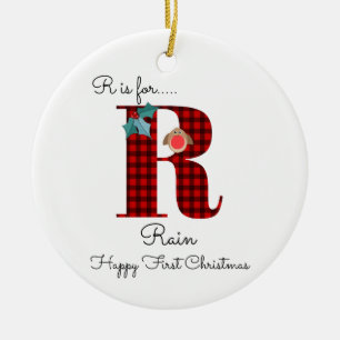 Frohe erste Weihnachten R Lumberjack Robin Baum Keramik Ornament