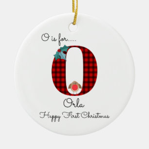 Frohe erste Weihnachtszeit O lumberjack Robin Baum Keramik Ornament