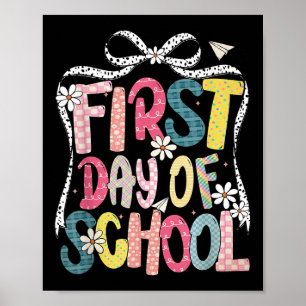 Frohe Erster Schultag Coquette-Bogen Studentin Poster