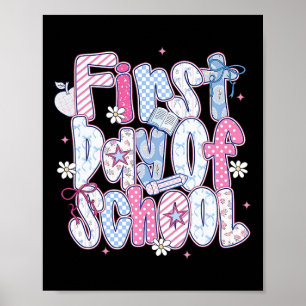 Frohe Erster Schultag Hallo Lehrer Kinder Zurück Z Poster