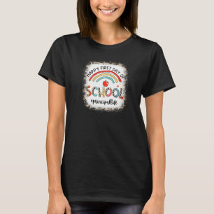 Frohe Erster Schultag Leopard Regenbogen Schulleit T-Shirt