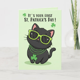 Frohe erster St. Patrick's Tag Baby Süße Katze  Feiertagskarte