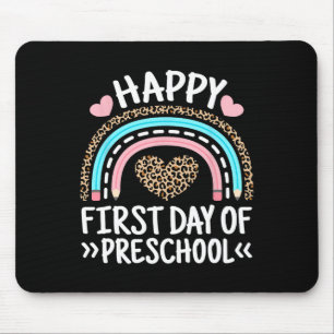 Frohe Erster Tag im Kindergarten Leopard Regenboge Mousepad