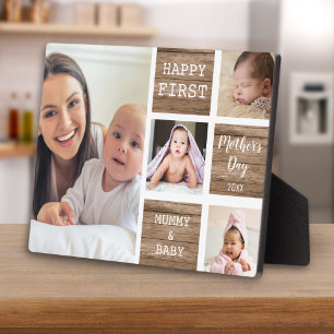 Frohe Erstes Muttertag 4 Foto Collage Rustikal Hol Fotoplatte