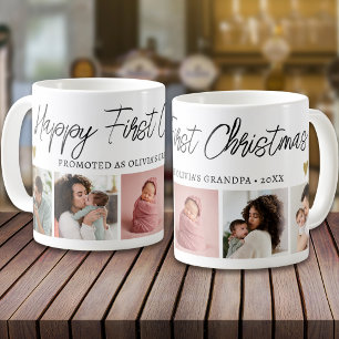 Frohe erstes Weihnachten als Opa 5 Foto-Collage Kaffeetasse