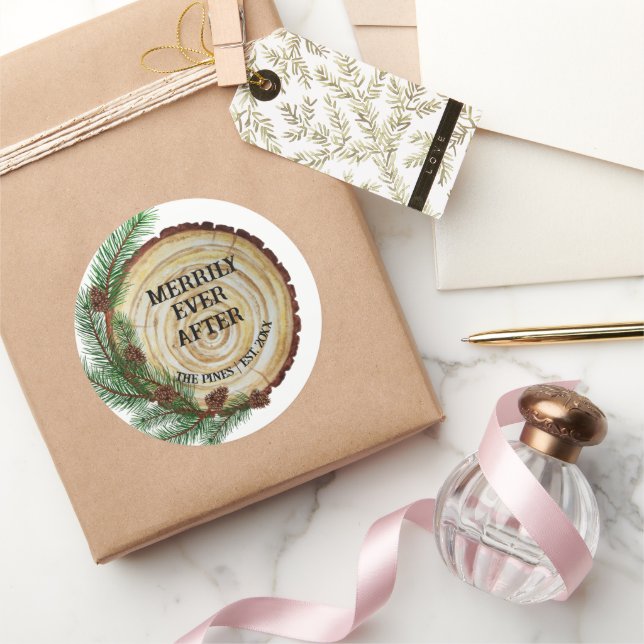 Frohe Ever nach der Hochzeit Weihnachten Runder Aufkleber (Schenken)