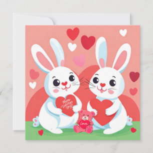 Frohe Familie der Valentinstag-Hasen Feiertagskarte