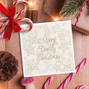 Frohe Familien-Weihnachtsplätzchen-Kunst Serviette