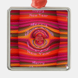 Frohe Farben Frohe Weihnachten Glückliches Neues J Ornament Aus Metall
