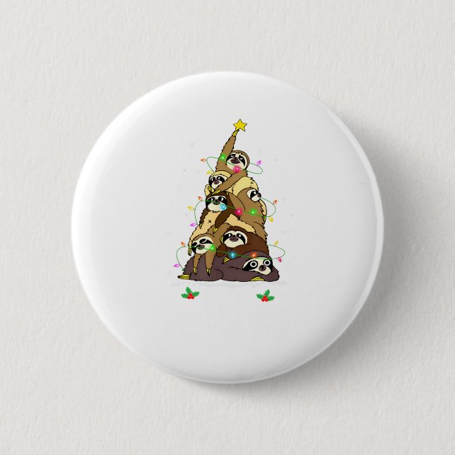 Frohe Faultier-Weihnachten Süße Weihnachten Faulti Button (Vorderseite)