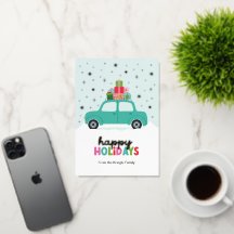 Frohe Feiertage Autos mit Weihnachtsgeschenken in